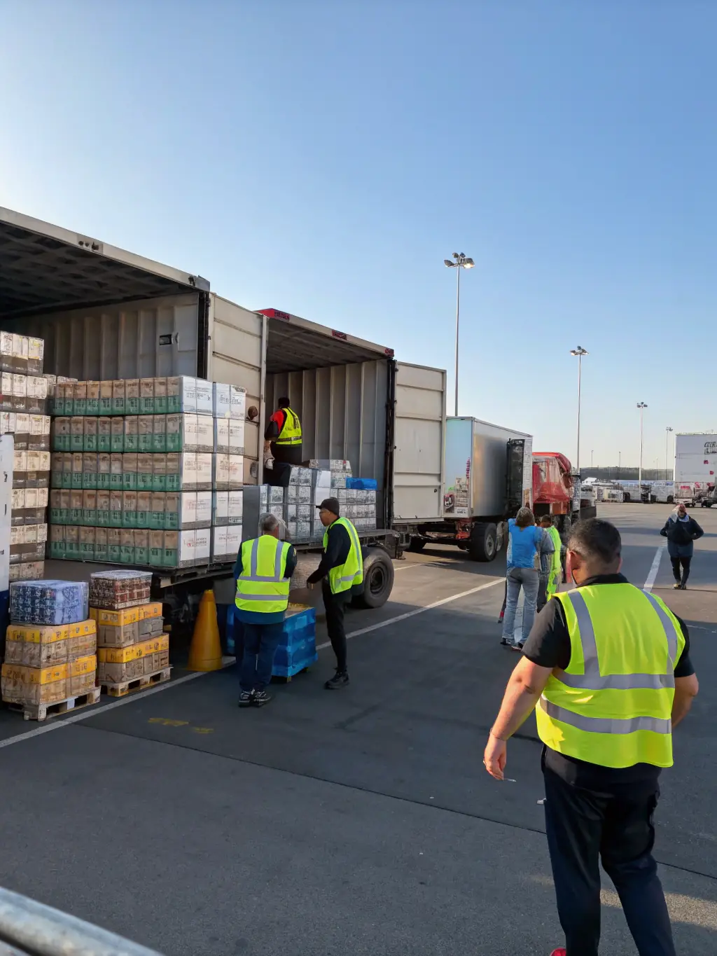 A focused shot of a military logistics specialist coordinating supply movements in a bustling supply depot, ensuring efficient distribution of resources.